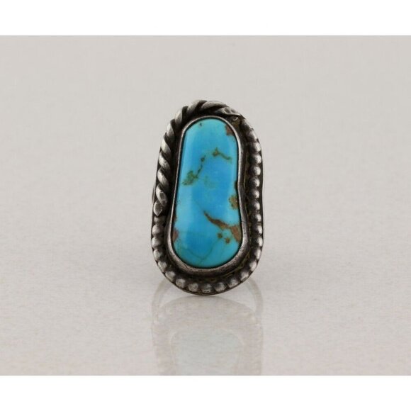 Sterling Silver Natural Turquoise Ring Size 5 - Picture 1 of 7